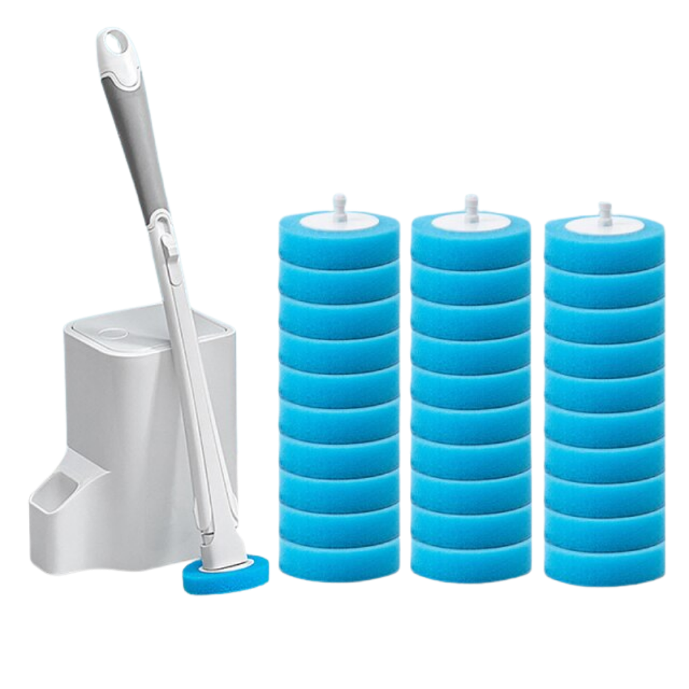 Disposable toilet brush set