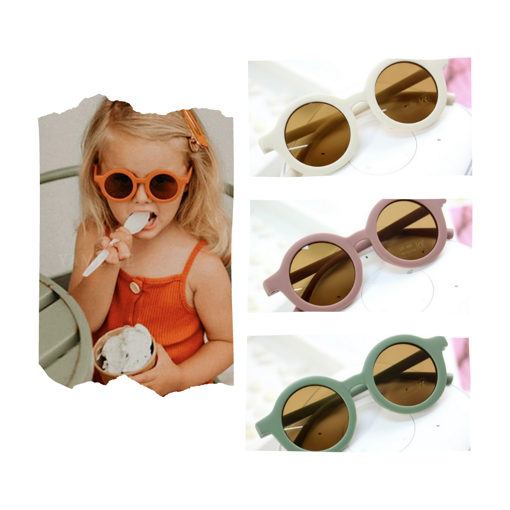 Vintage Runde Kindersonnenbrille für 1 bis 5 Jahre - Ozerty