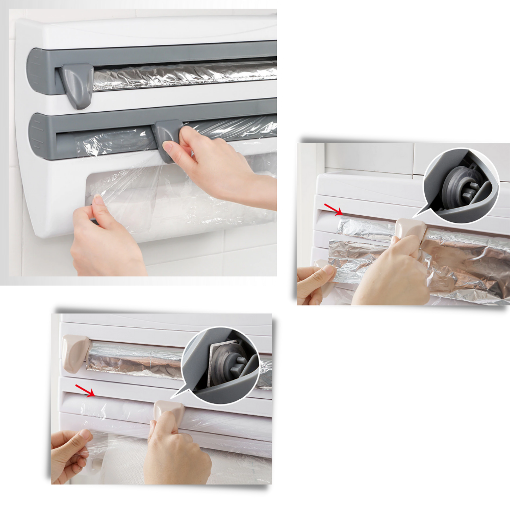 4-in-1-Wandhalter für Kunststofffolien und Papierhandtücher - Ozerty